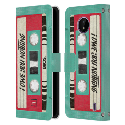 BROS Vintage Cassette Tapes I Owe You Nothing Leather Book Wallet Case Cover For Nokia C10 / C20