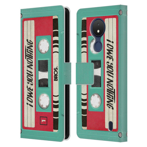 BROS Vintage Cassette Tapes I Owe You Nothing Leather Book Wallet Case Cover For Nokia C21