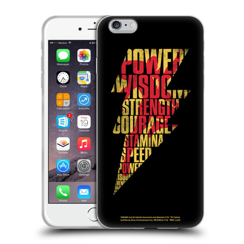 Shazam! 2019 Movie Logos Distressed Look Lightning Soft Gel Case for Apple iPhone 6 Plus / iPhone 6s Plus