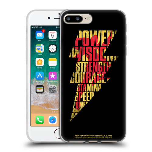 Shazam! 2019 Movie Logos Distressed Look Lightning Soft Gel Case for Apple iPhone 7 Plus / iPhone 8 Plus