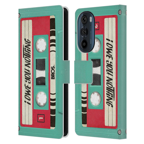 BROS Vintage Cassette Tapes I Owe You Nothing Leather Book Wallet Case Cover For Motorola Edge 30