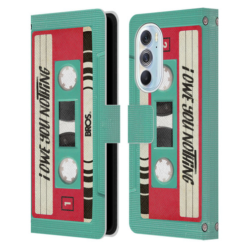 BROS Vintage Cassette Tapes I Owe You Nothing Leather Book Wallet Case Cover For Motorola Edge X30