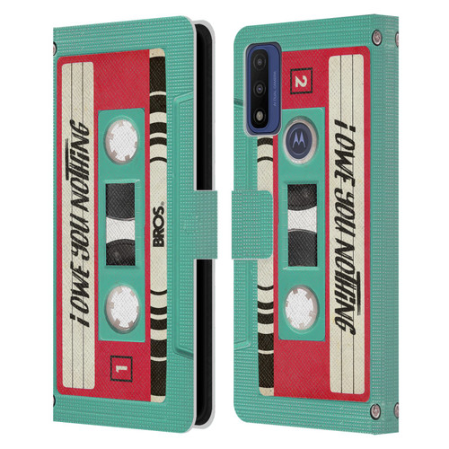 BROS Vintage Cassette Tapes I Owe You Nothing Leather Book Wallet Case Cover For Motorola G Pure