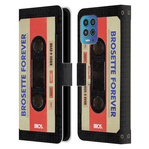 BROS Vintage Cassette Tapes Brosette Forever Leather Book Wallet Case Cover For Motorola Moto G100