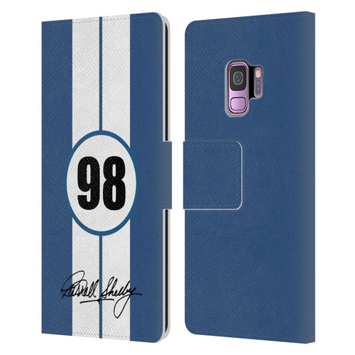 Shelby Car Graphics 1965 427 S/C Blue Leather Book Wallet Case Cover For Samsung Galaxy S9