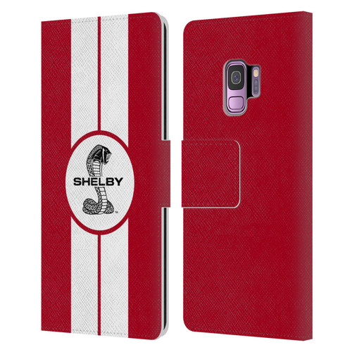 Shelby Car Graphics 1965 427 S/C Red Leather Book Wallet Case Cover For Samsung Galaxy S9