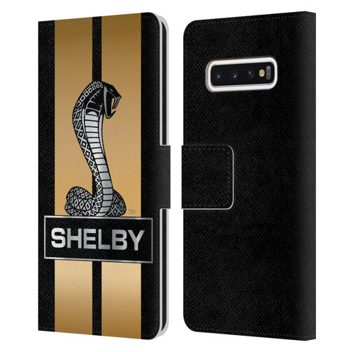 Shelby Car Graphics Gold Leather Book Wallet Case Cover For Samsung Galaxy S10