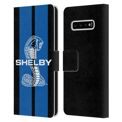 Shelby Car Graphics Blue Leather Book Wallet Case Cover For Samsung Galaxy S10+ / S10 Plus