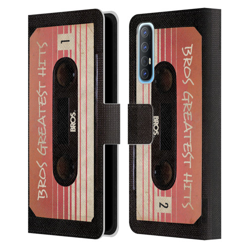 BROS Vintage Cassette Tapes Greatest Hits Leather Book Wallet Case Cover For OPPO Find X2 Neo 5G
