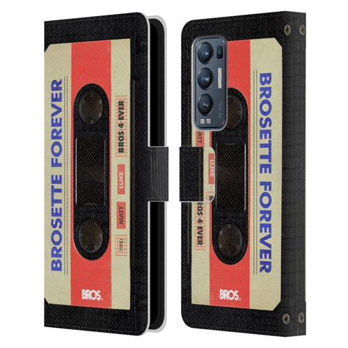 BROS Vintage Cassette Tapes Brosette Forever Leather Book Wallet Case Cover For OPPO Find X3 Neo / Reno5 Pro+ 5G