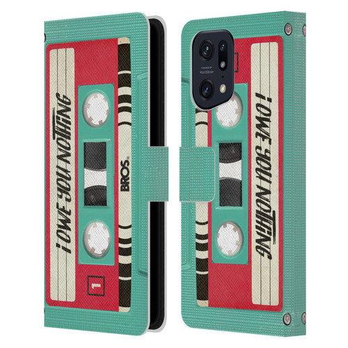 BROS Vintage Cassette Tapes I Owe You Nothing Leather Book Wallet Case Cover For OPPO Find X5