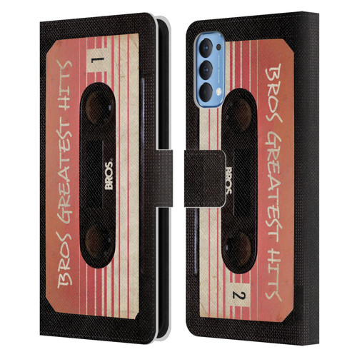 BROS Vintage Cassette Tapes Greatest Hits Leather Book Wallet Case Cover For OPPO Reno 4 5G