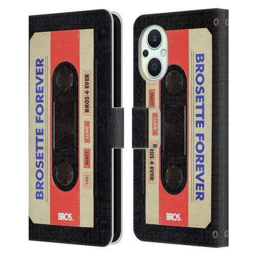 BROS Vintage Cassette Tapes Brosette Forever Leather Book Wallet Case Cover For OPPO Reno8 Lite
