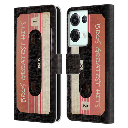 BROS Vintage Cassette Tapes Greatest Hits Leather Book Wallet Case Cover For OPPO Reno8 Pro