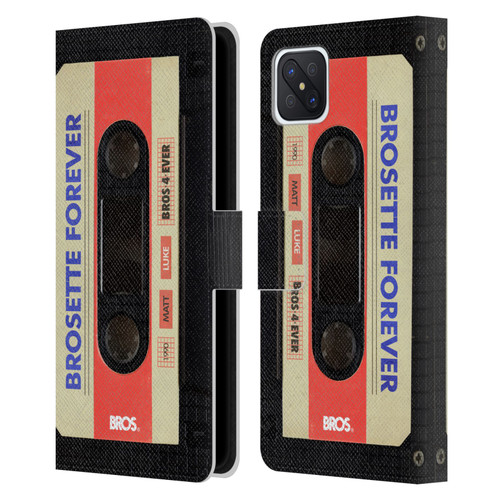 BROS Vintage Cassette Tapes Brosette Forever Leather Book Wallet Case Cover For OPPO Reno4 Z 5G