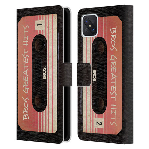 BROS Vintage Cassette Tapes Greatest Hits Leather Book Wallet Case Cover For OPPO Reno4 Z 5G