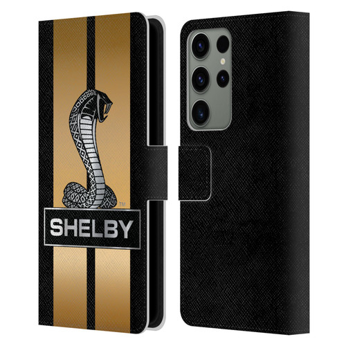 Shelby Car Graphics Gold Leather Book Wallet Case Cover For Samsung Galaxy S23 Ultra 5G