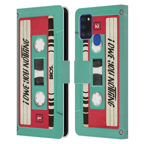 BROS Vintage Cassette Tapes I Owe You Nothing Leather Book Wallet Case Cover For Samsung Galaxy A21s (2020)