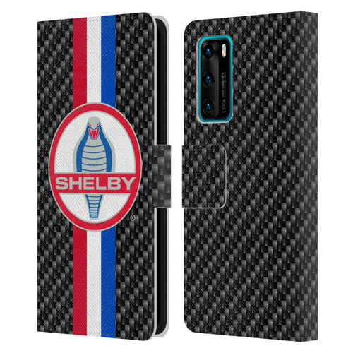 Shelby Logos Carbon Fiber Leather Book Wallet Case Cover For Huawei P40 5G