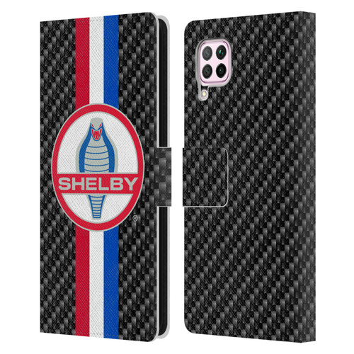 Shelby Logos Carbon Fiber Leather Book Wallet Case Cover For Huawei Nova 6 SE / P40 Lite