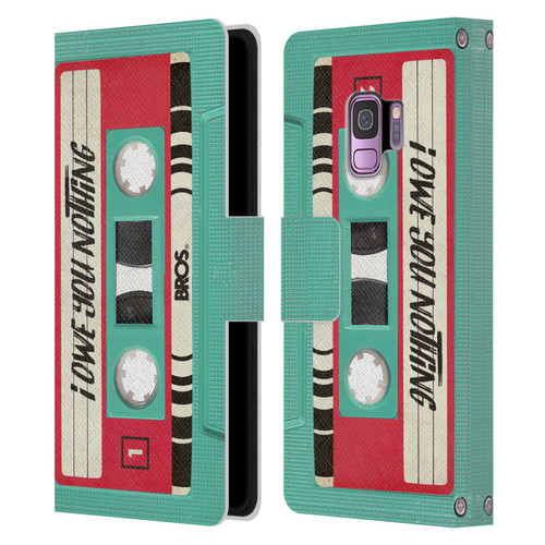 BROS Vintage Cassette Tapes I Owe You Nothing Leather Book Wallet Case Cover For Samsung Galaxy S9
