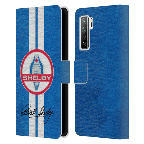 Shelby Logos Distressed Blue Leather Book Wallet Case Cover For Huawei Nova 7 SE/P40 Lite 5G