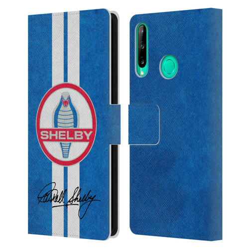 Shelby Logos Distressed Blue Leather Book Wallet Case Cover For Huawei P40 lite E