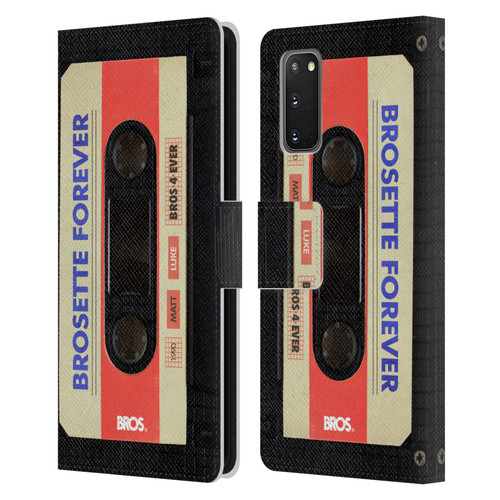BROS Vintage Cassette Tapes Brosette Forever Leather Book Wallet Case Cover For Samsung Galaxy S20 / S20 5G