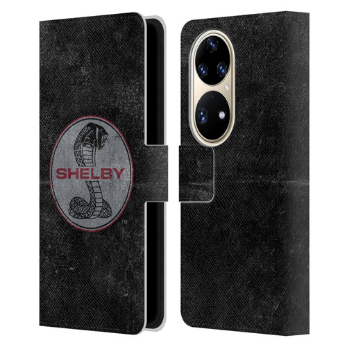 Shelby Logos Distressed Black Leather Book Wallet Case Cover For Huawei P50 Pro