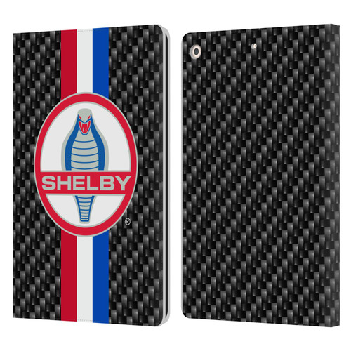 Shelby Logos Carbon Fiber Leather Book Wallet Case Cover For Apple iPad 10.2 2019/2020/2021