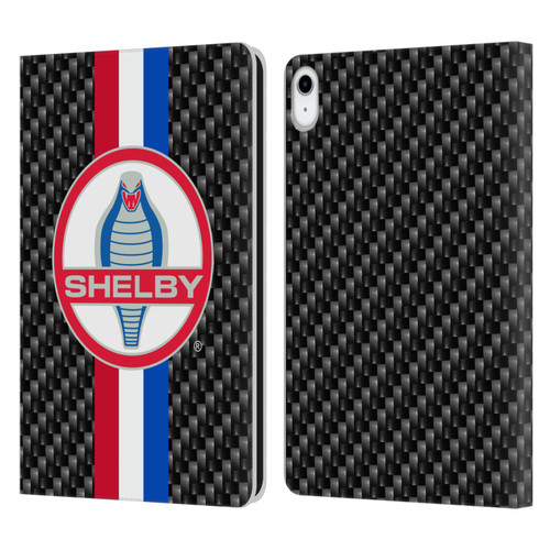 Shelby Logos Carbon Fiber Leather Book Wallet Case Cover For Apple iPad 10.9 (2022)