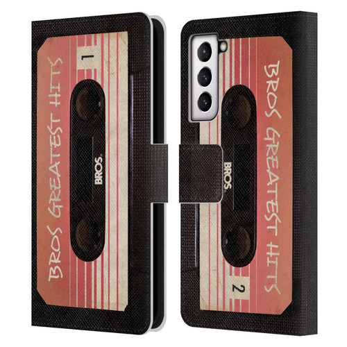 BROS Vintage Cassette Tapes Greatest Hits Leather Book Wallet Case Cover For Samsung Galaxy S21 5G