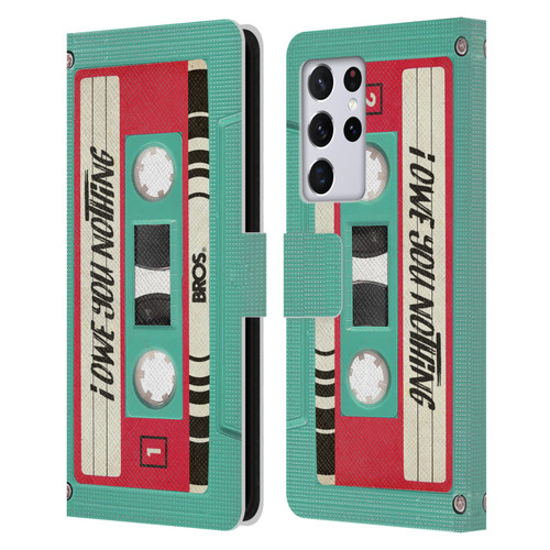 BROS Vintage Cassette Tapes I Owe You Nothing Leather Book Wallet Case Cover For Samsung Galaxy S21 Ultra 5G