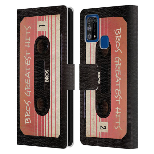 BROS Vintage Cassette Tapes Greatest Hits Leather Book Wallet Case Cover For Samsung Galaxy M31 (2020)