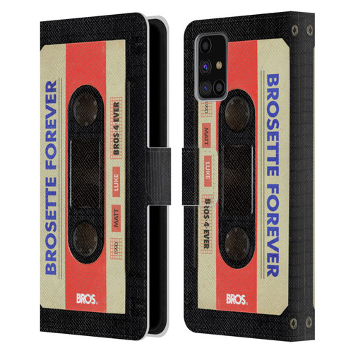 BROS Vintage Cassette Tapes Brosette Forever Leather Book Wallet Case Cover For Samsung Galaxy M31s (2020)