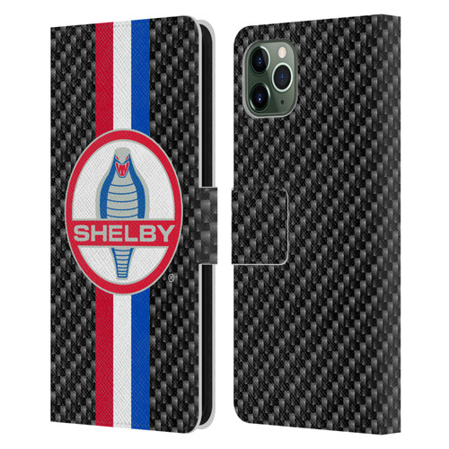 Shelby Logos Carbon Fiber Leather Book Wallet Case Cover For Apple iPhone 11 Pro Max