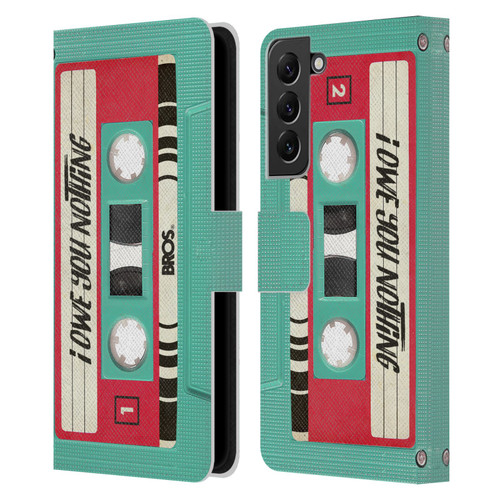 BROS Vintage Cassette Tapes I Owe You Nothing Leather Book Wallet Case Cover For Samsung Galaxy S22+ 5G