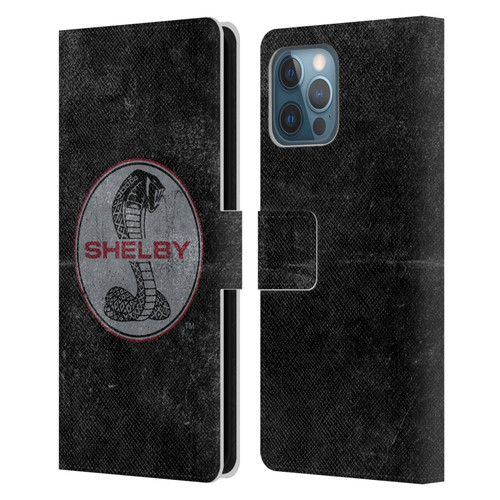 Shelby Logos Distressed Black Leather Book Wallet Case Cover For Apple iPhone 12 Pro Max