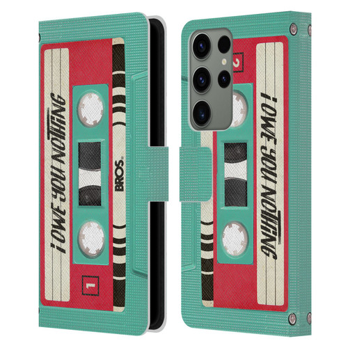 BROS Vintage Cassette Tapes I Owe You Nothing Leather Book Wallet Case Cover For Samsung Galaxy S23 Ultra 5G