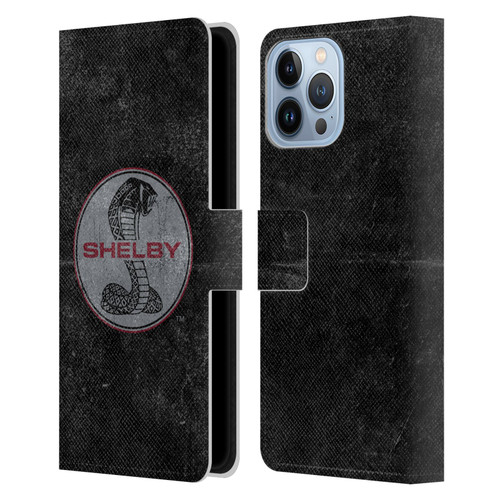 Shelby Logos Distressed Black Leather Book Wallet Case Cover For Apple iPhone 13 Pro Max