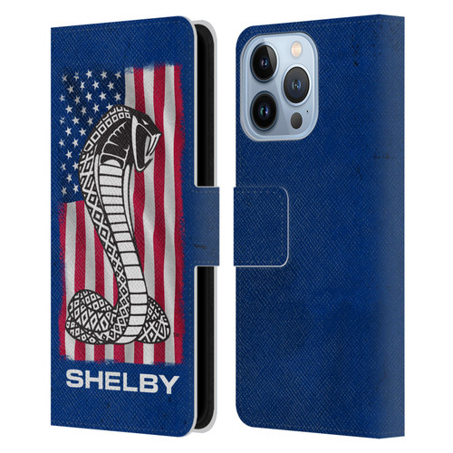 Shelby Logos American Flag Leather Book Wallet Case Cover For Apple iPhone 13 Pro
