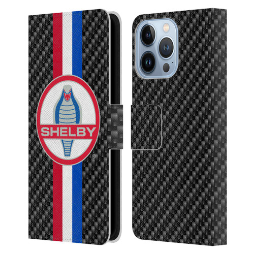 Shelby Logos Carbon Fiber Leather Book Wallet Case Cover For Apple iPhone 13 Pro