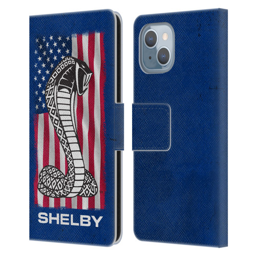 Shelby Logos American Flag Leather Book Wallet Case Cover For Apple iPhone 14