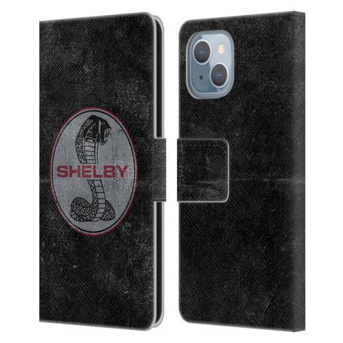 Shelby Logos Distressed Black Leather Book Wallet Case Cover For Apple iPhone 14