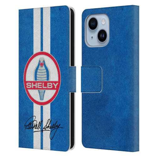 Shelby Logos Distressed Blue Leather Book Wallet Case Cover For Apple iPhone 14 Plus