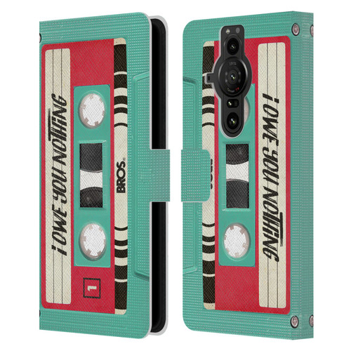 BROS Vintage Cassette Tapes I Owe You Nothing Leather Book Wallet Case Cover For Sony Xperia Pro-I