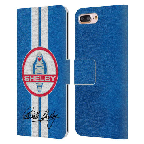 Shelby Logos Distressed Blue Leather Book Wallet Case Cover For Apple iPhone 7 Plus / iPhone 8 Plus
