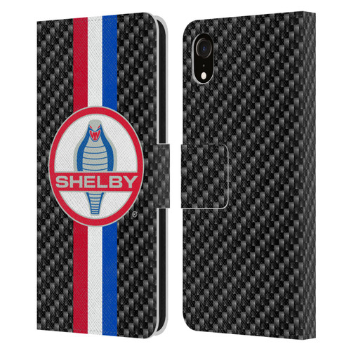 Shelby Logos Carbon Fiber Leather Book Wallet Case Cover For Apple iPhone XR