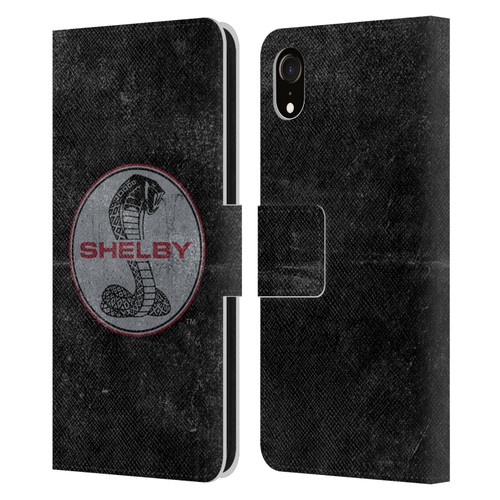 Shelby Logos Distressed Black Leather Book Wallet Case Cover For Apple iPhone XR