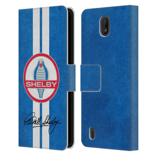 Shelby Logos Distressed Blue Leather Book Wallet Case Cover For Nokia C01 Plus/C1 2nd Edition